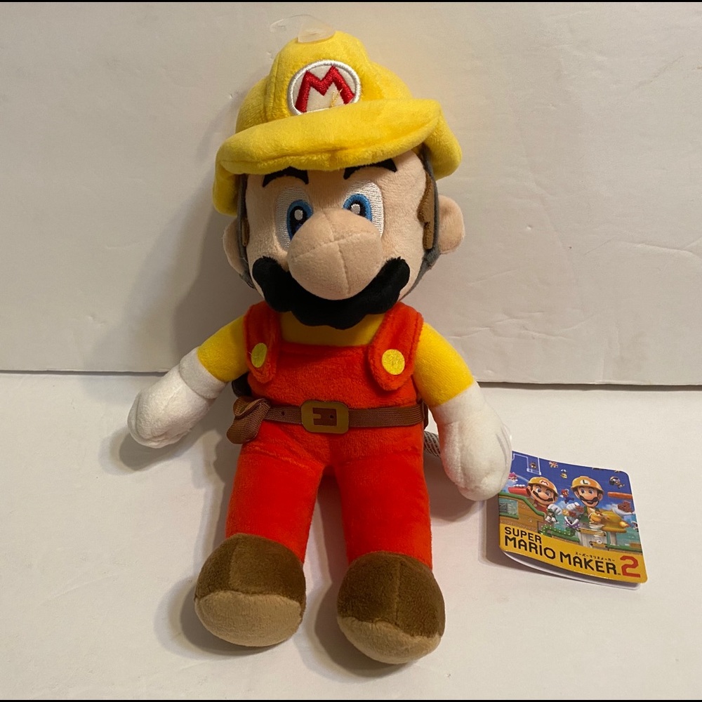 Super Mario Maker 2 Builder Mario plush 9.5”H